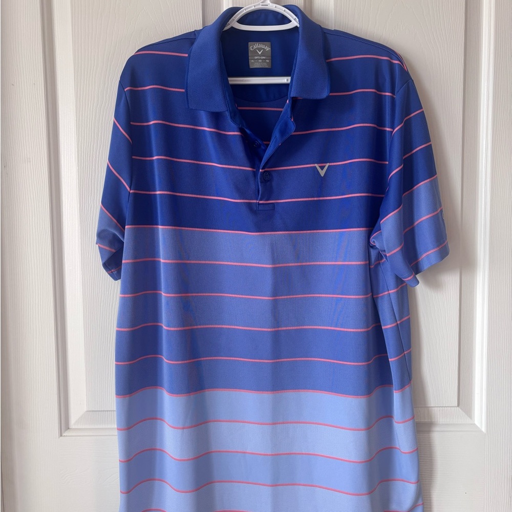 Callaway Opti-Dri Golf Polo Men’s XL with Blue and Pink Stripes